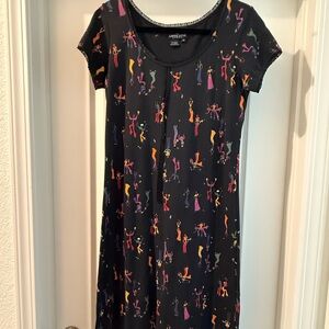 Carole Little Black Dress with Colorful Figures